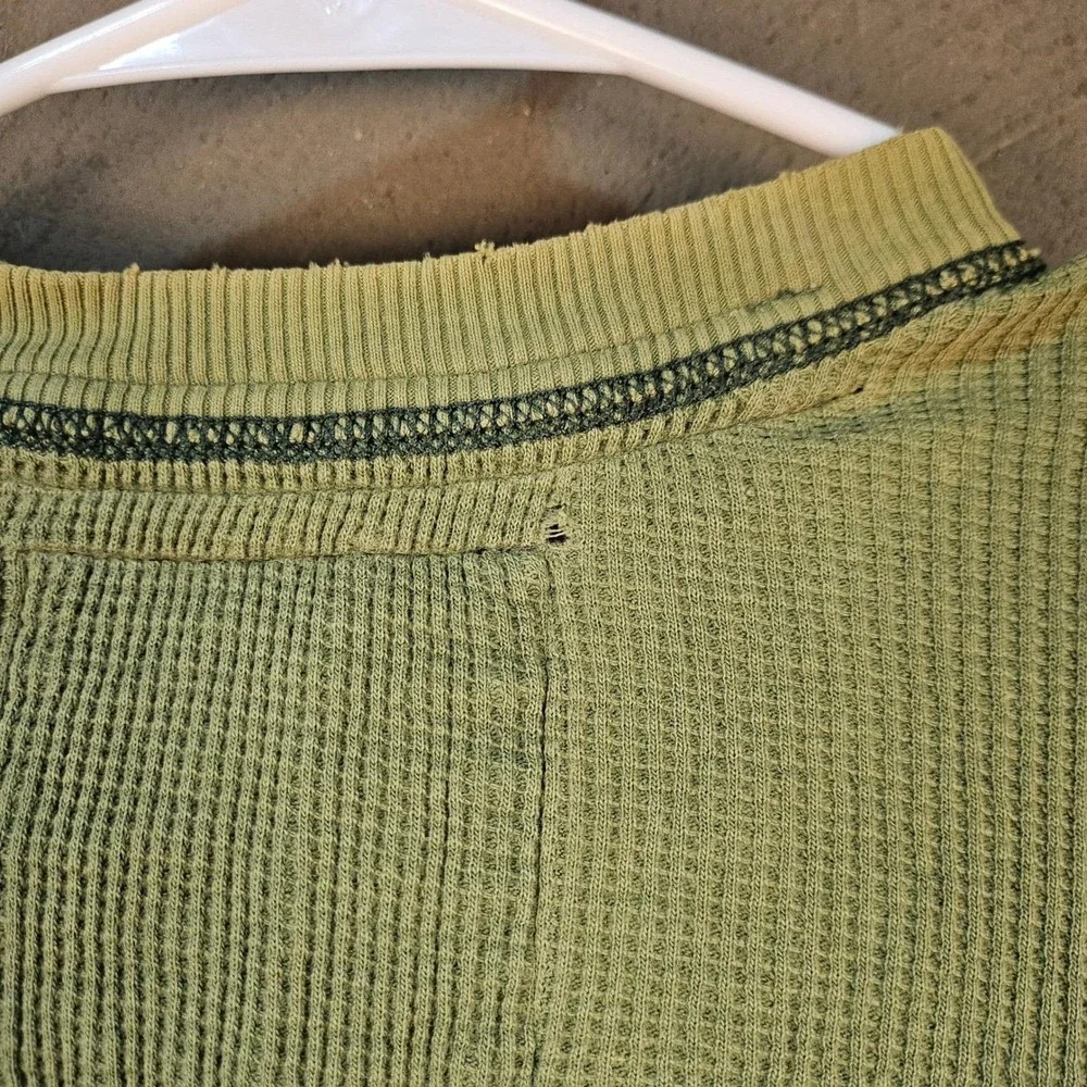 VTG Y2K Abercrombie Kids‎ Waffle Knit Thermal Boys XL Distressed Raw Hem Grunge